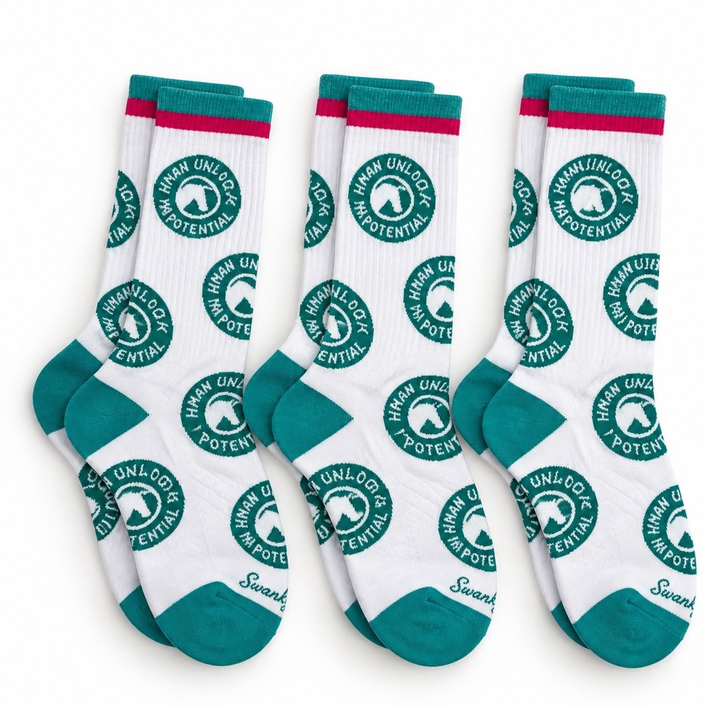 Swanky Socks Unisex Human Unlock Potential Crew Socks 3 Pack NWT 7-11